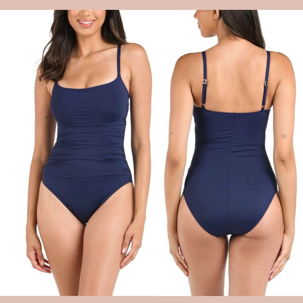 NWT $83 La Blanca‎ [ 6 ] Island Goddess One-Piece Swimsuit Blue #7022